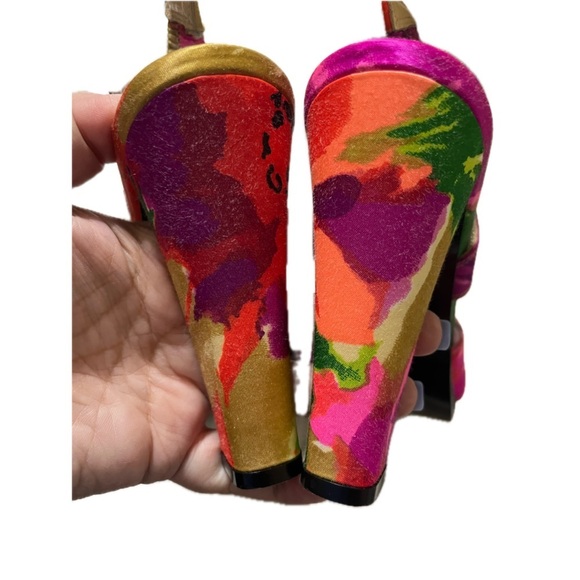 Balenciaga Paris Multicolor Satin Slingback OpenToe Sandals EU39.5 US9 - Picture 12 of 13